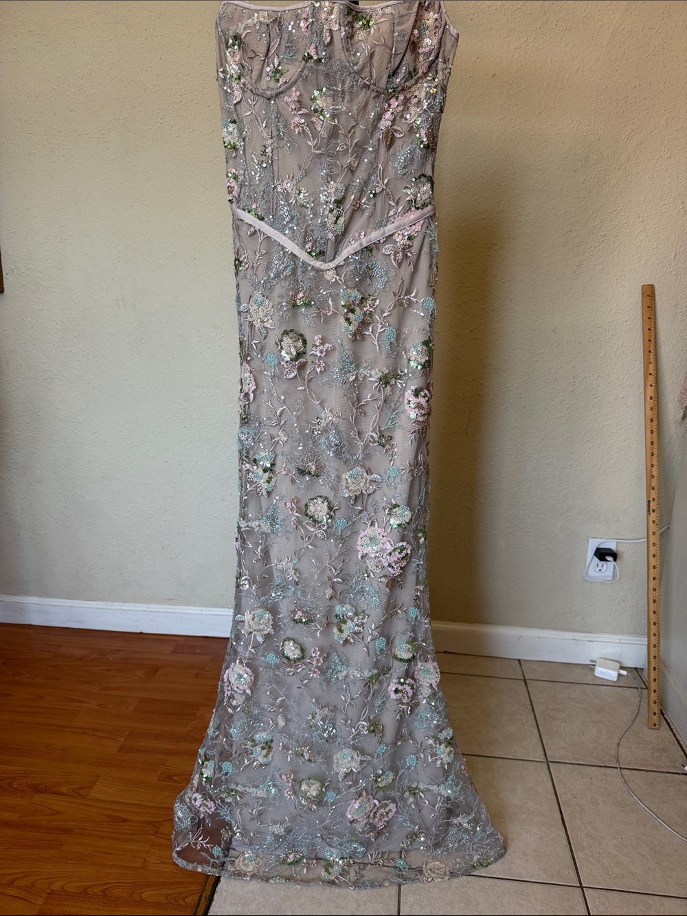 House of CB Naima Silver Embellished Beaded Corset Maxi Dress XS A-C NWOT - Picture 9 of 11